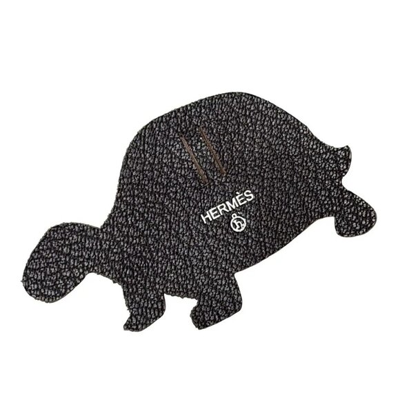 Auth HERMES - Dark Brown Leather None Bag Charm - Picture 1 of 4